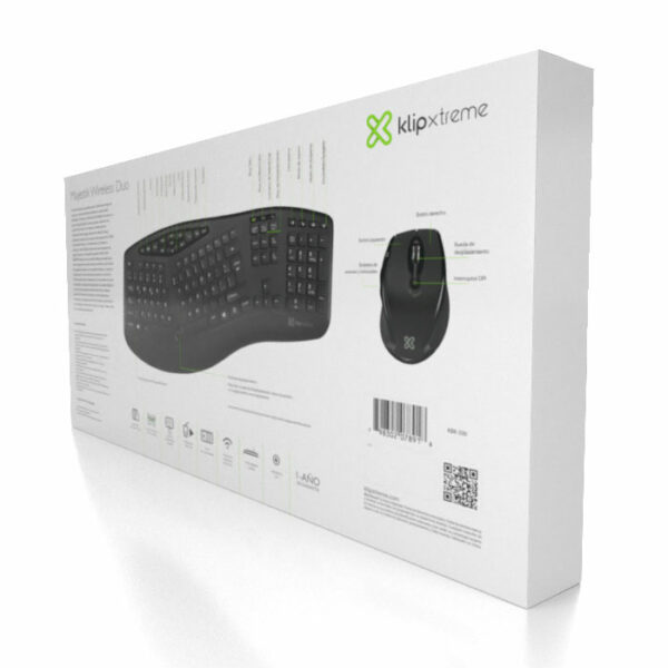 Teclado con Mouse Ergonómico Wireless  KLIP KBK-500 caja